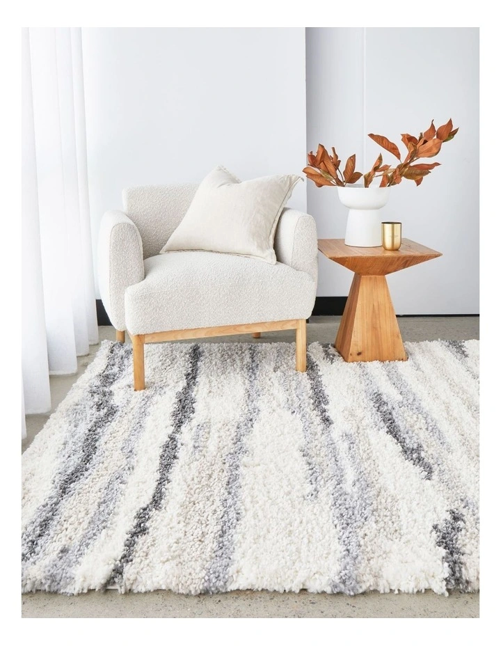 Moonlight Neptune Slate Rug in White