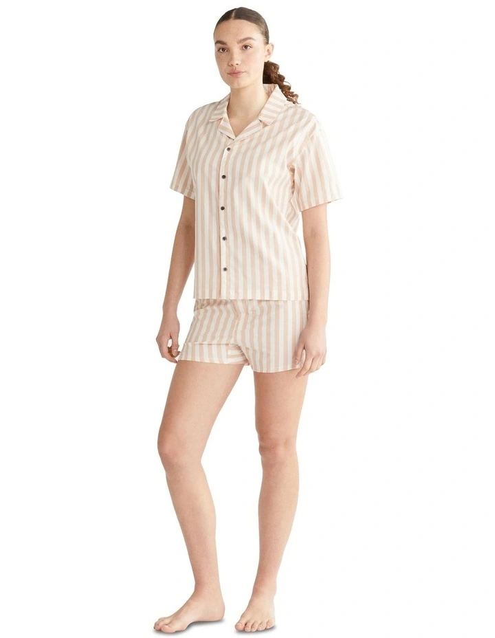 Pure Cotton Sleep Short Sleeve Set in Beige