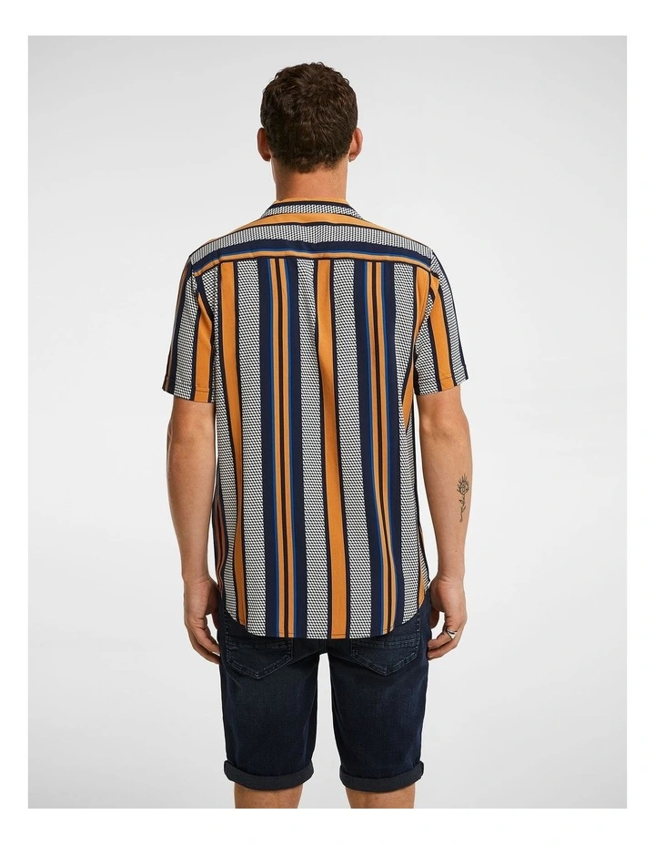 Monty Stripe Viscose Shirt in Navy