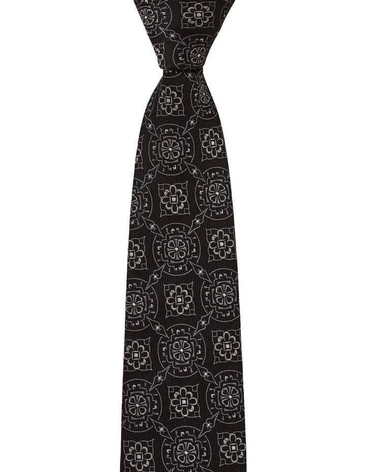 Mosaico Foulard Silk Tie in Black