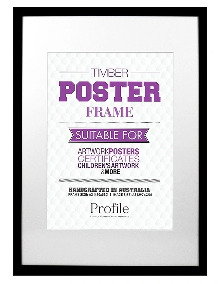 Australian Made Decorator Timber Photo Frame A2/A3 in Black