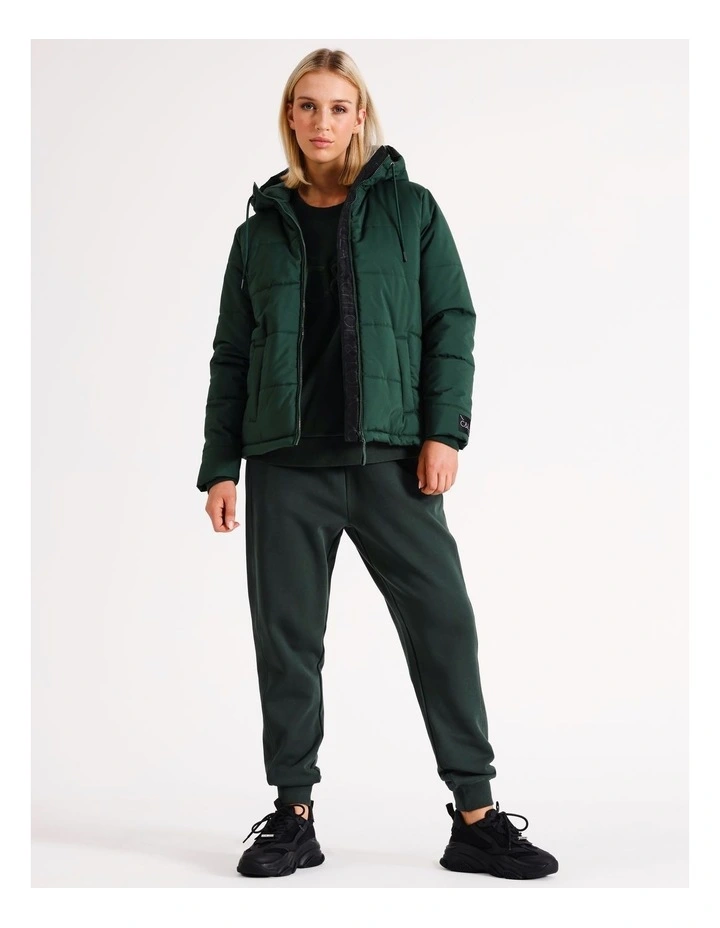 Hooded Puffa Jacket in Green