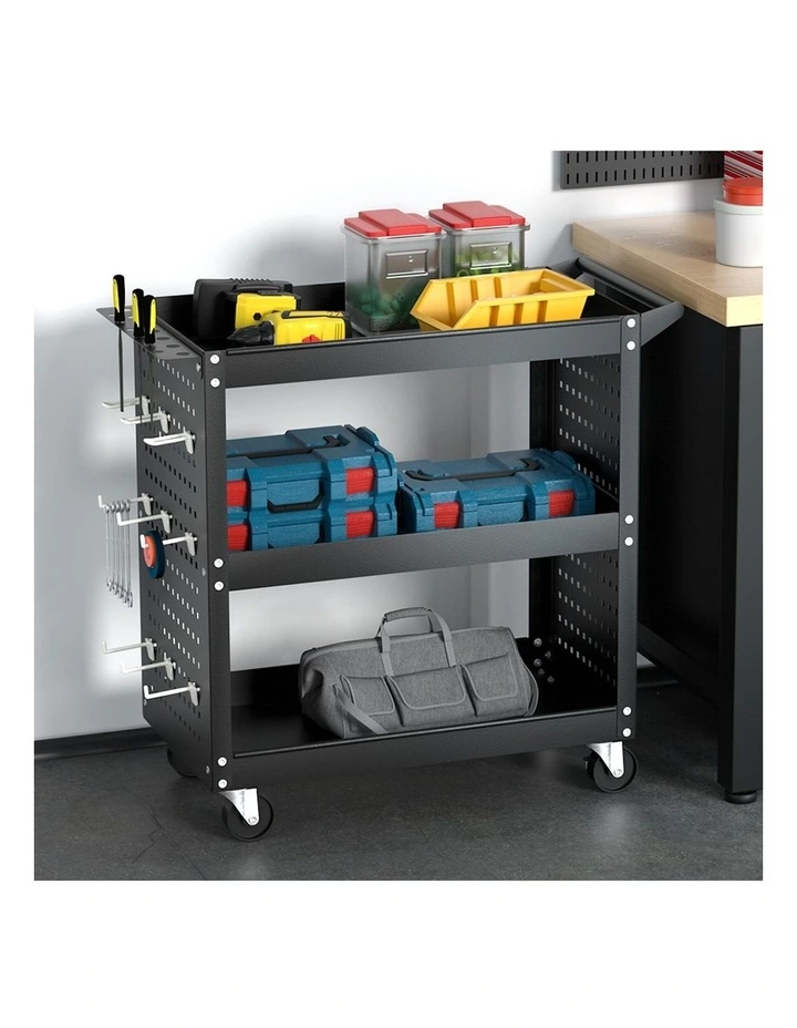 3-Tier Tool Cart in Black