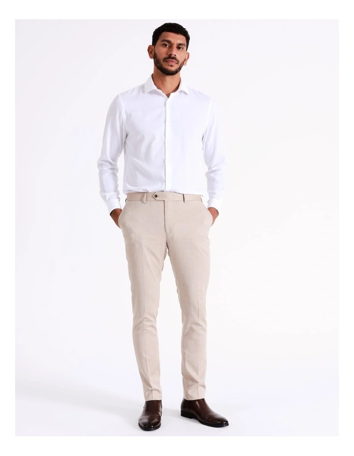 Slim Textured Suit Pant in Oatmilk
