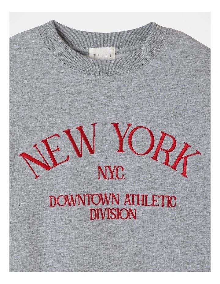 Essentials Crew Neck Sweat Top in Grey Marle