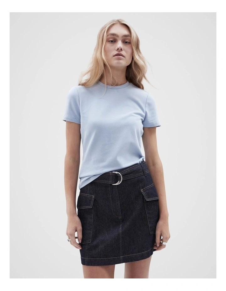 Aus Cotton Fitted Tee in Soft Blue