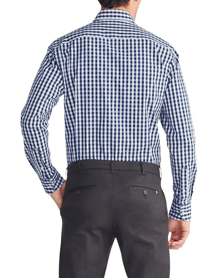 Tailored Long Sleeve Shirt Oxford Check in Navy