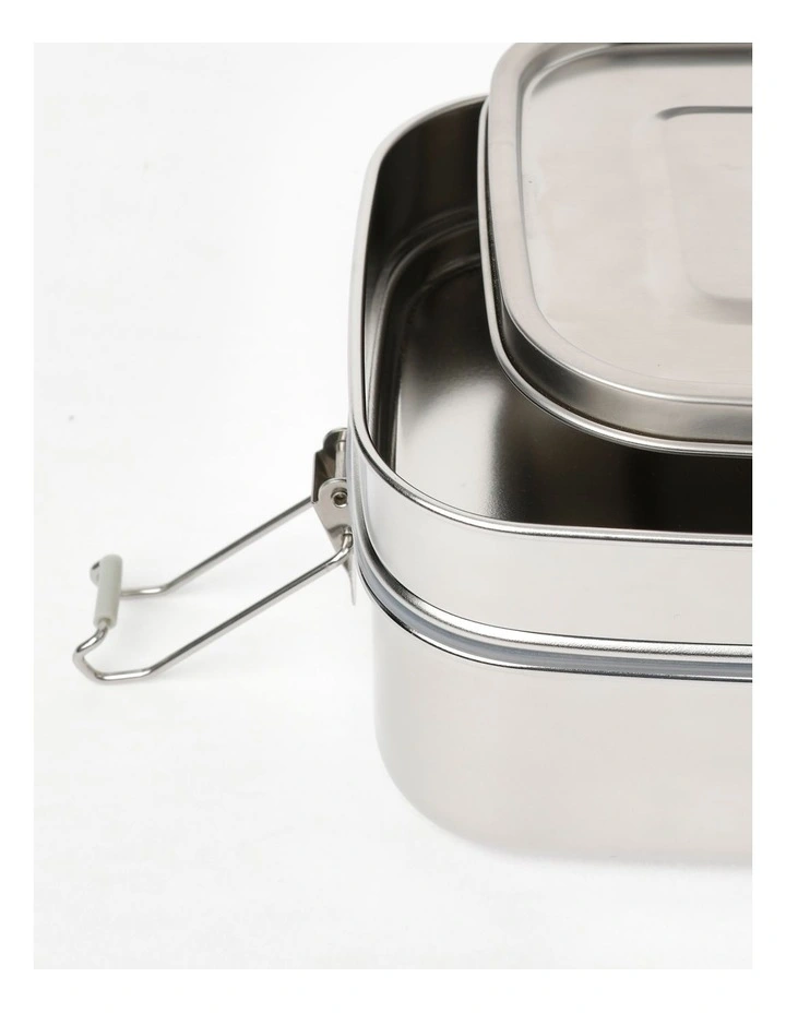 2-Layer Bento Box 1100ml 750ml in Stainless Steel