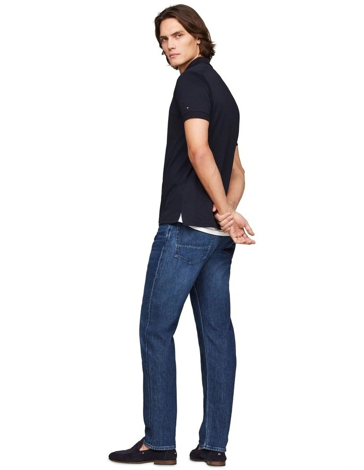 Dressed Casual Interlock Zip Slim Polo Shirt in Navy