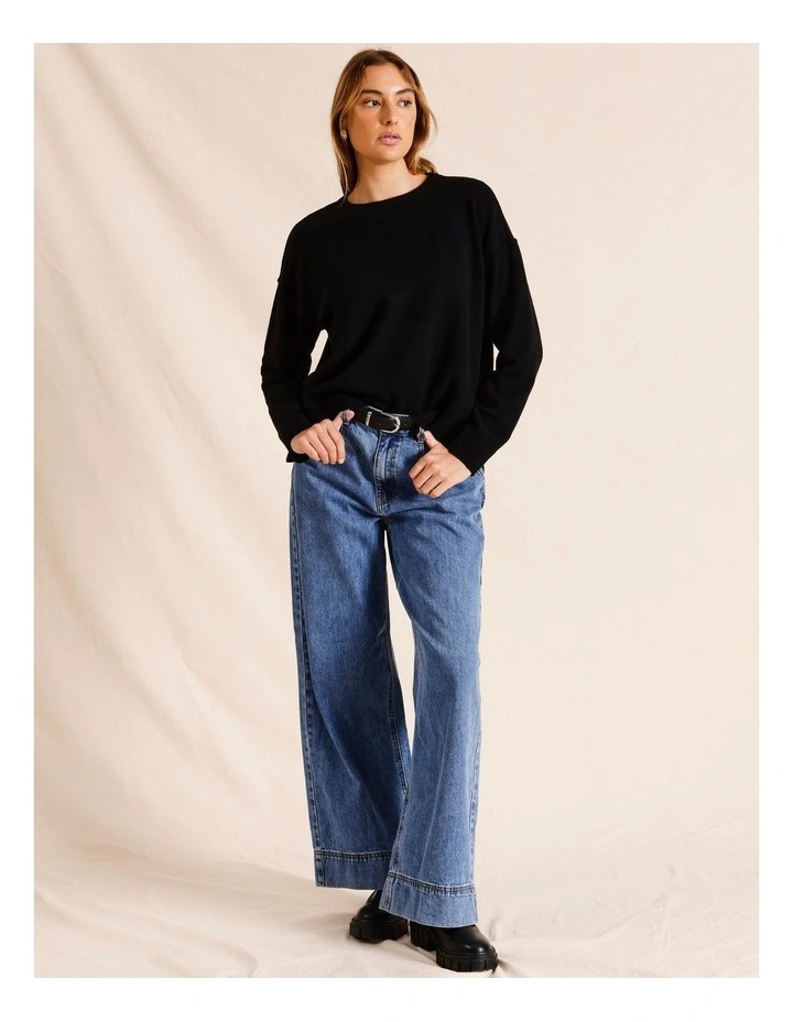 Oversized Exposed Seam Jumper in Black