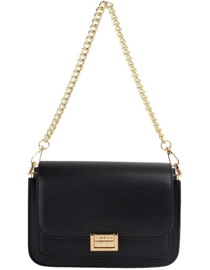 Hazel Buckle Crossbody With Chain in Black