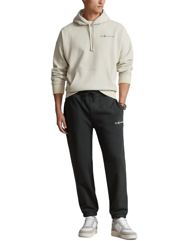 Relaxed Fit Logo Fleece Hoodie in Natural