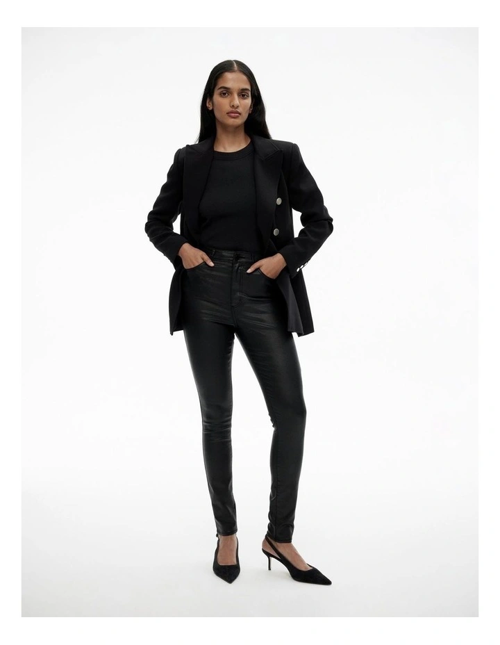 Full Length Coated Jean in Black