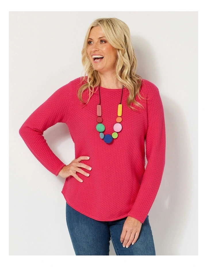 Betty Textured Sweater in Fuchsia