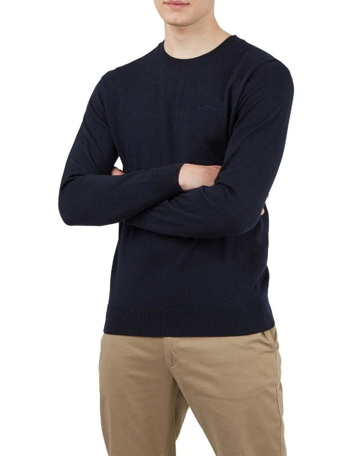 Signature Merino Crew Knit Dark Navy