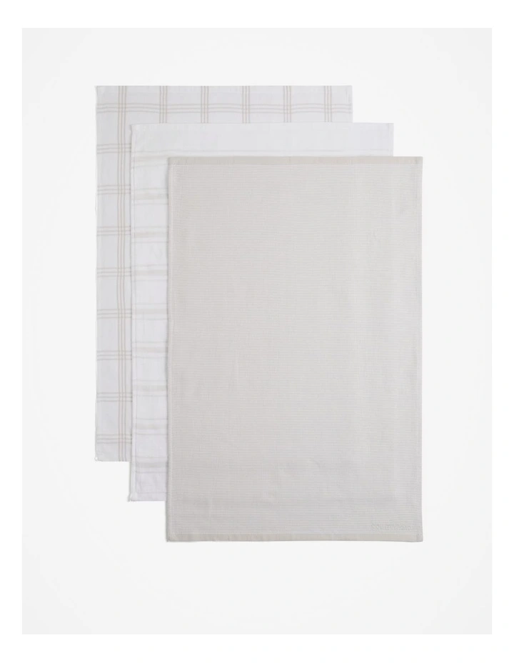 Xave Australian Cotton Tea Towel Pack Of 3 in Pale Grey