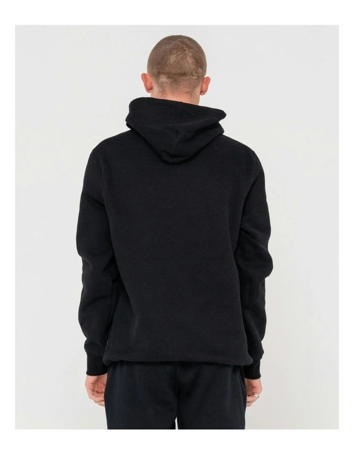 Short Cut Hooded Fleece Pullover in Black