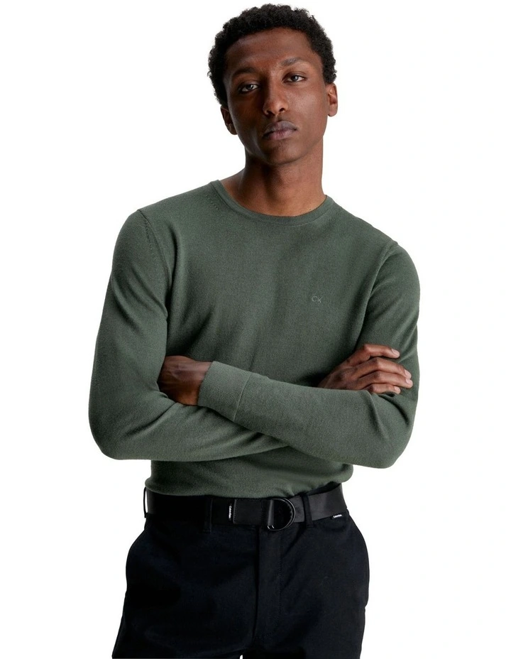 Merino Crew Neck Knit in Green