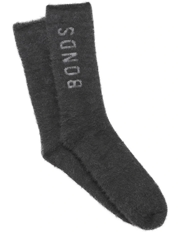 Home Super Comfy Crew Socks 1 Pack in Black