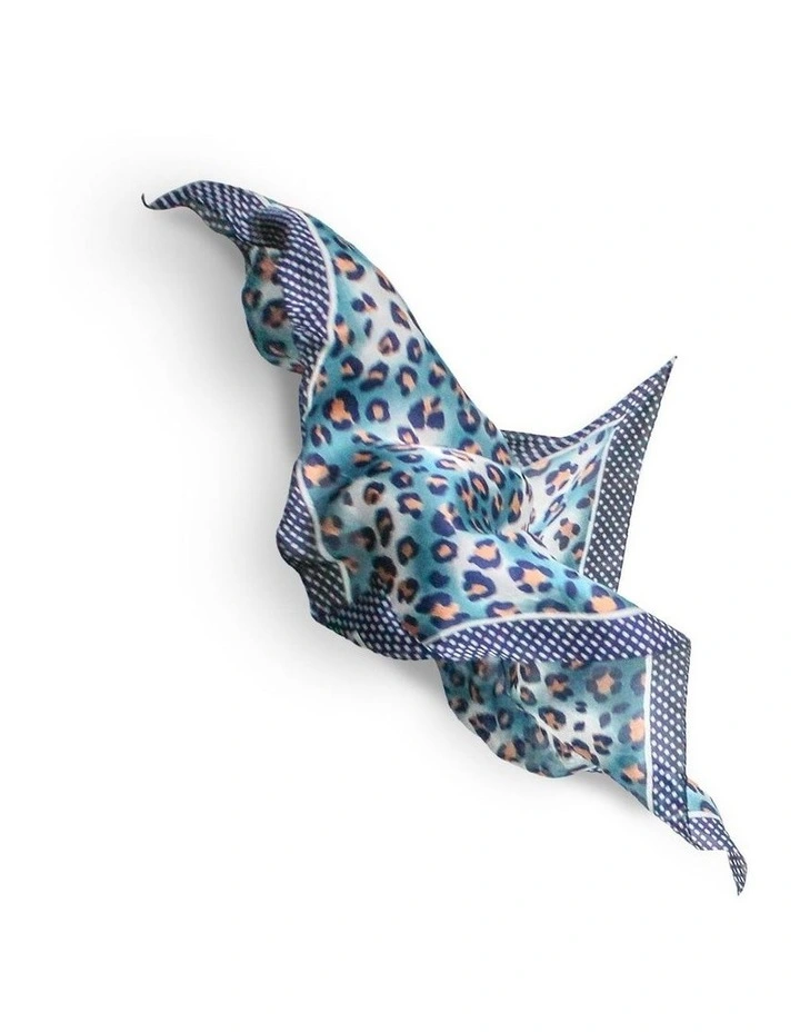 Selma Hair Scarf in Blue Leopard