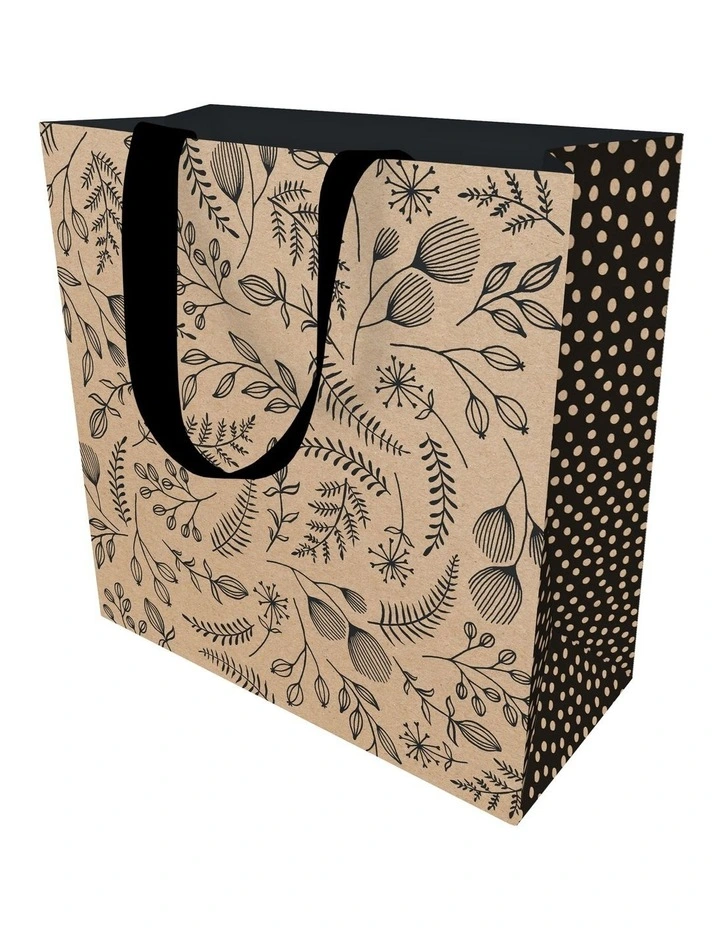 Botanical On Kraft Large Bag in Brown