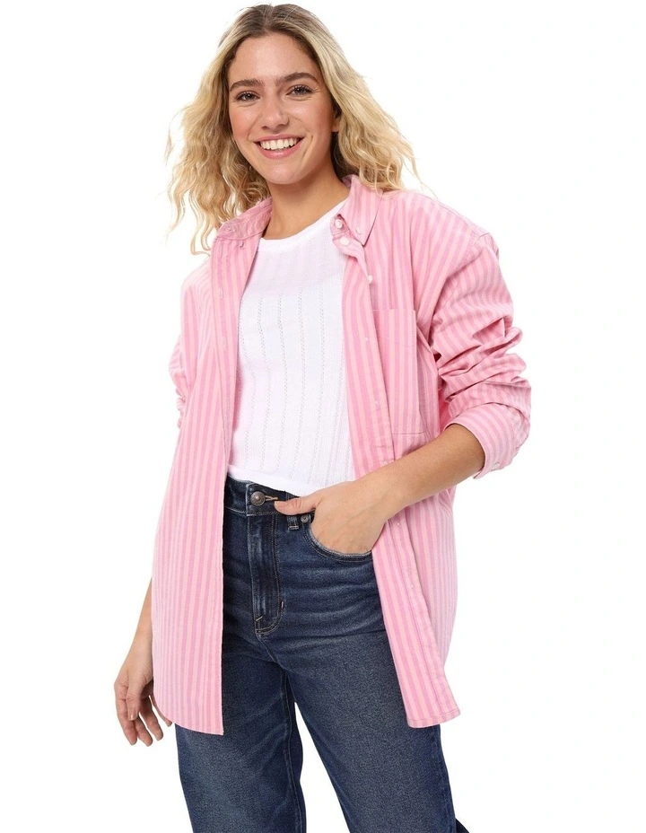 Oxford Button-Up Shirt in Pink