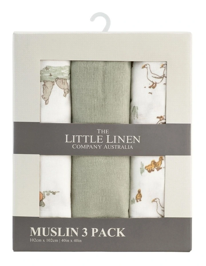 Farmyard Lamb Muslin Wrap 3 Pack