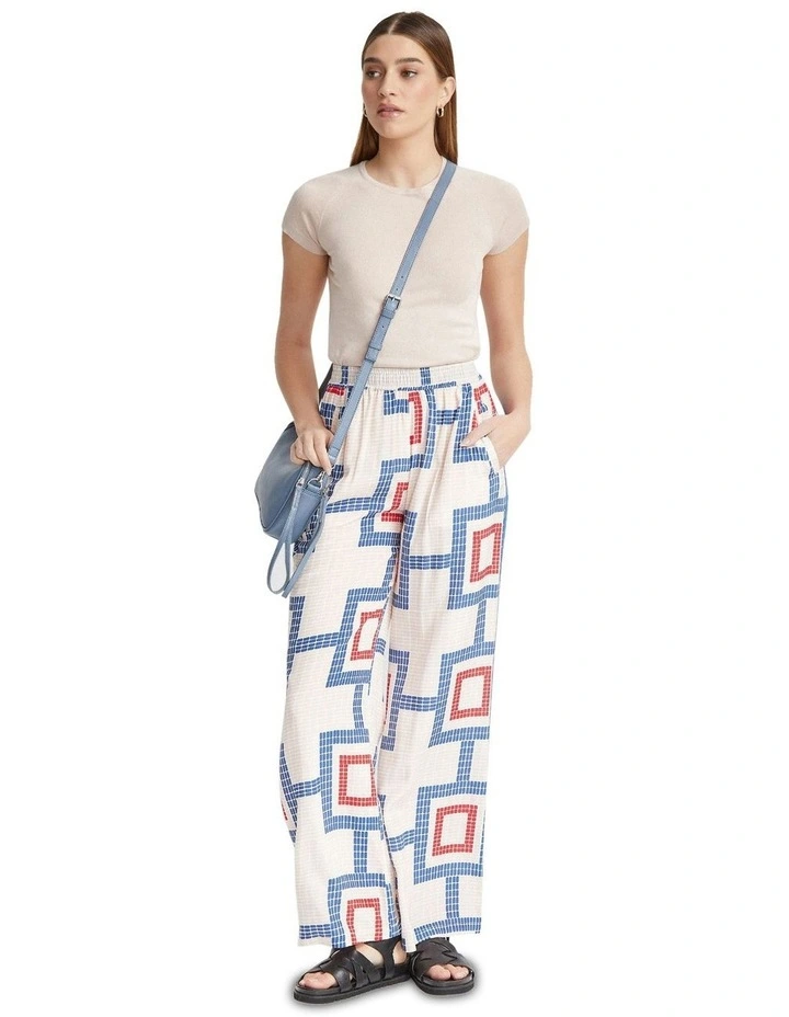 Chantel Wide Leg Pants in Blue/Red/Nude
