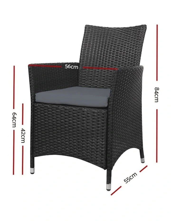 Outdoor Dining Chairs Patio Furniture Wicker Garden Cushion Idris 2PC