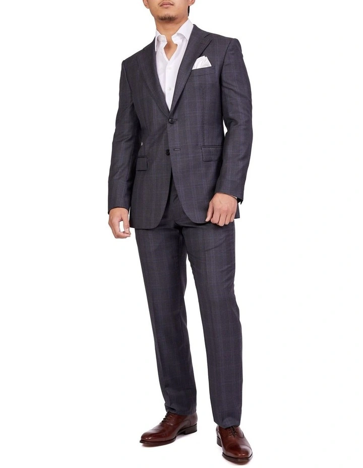 Dun Full Canvas Check Suit GREY REG