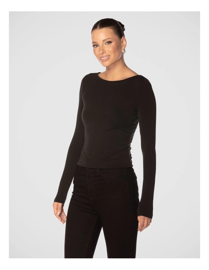 Alivia Boat Neck Top in Black