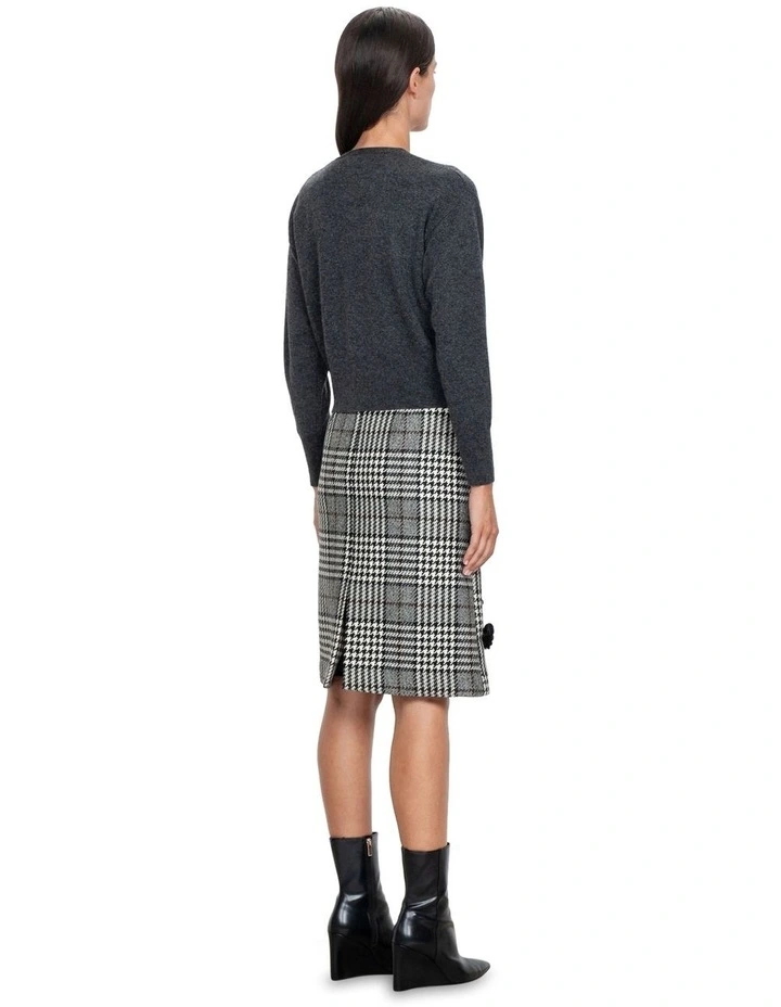 Glen Plaid And Sequin Skirt in Black/White