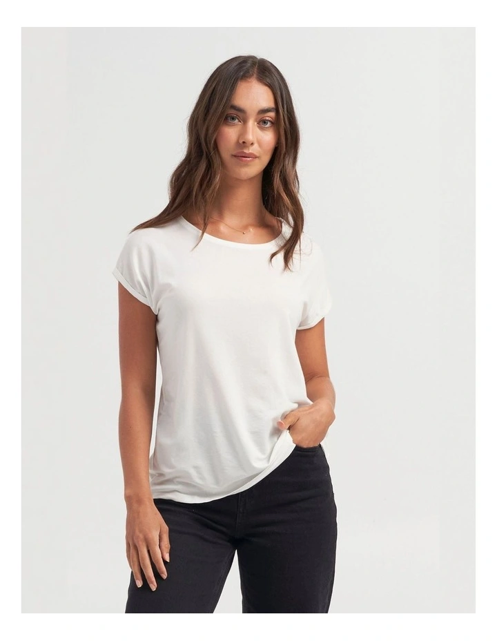 Ava Round Neck Tee in White