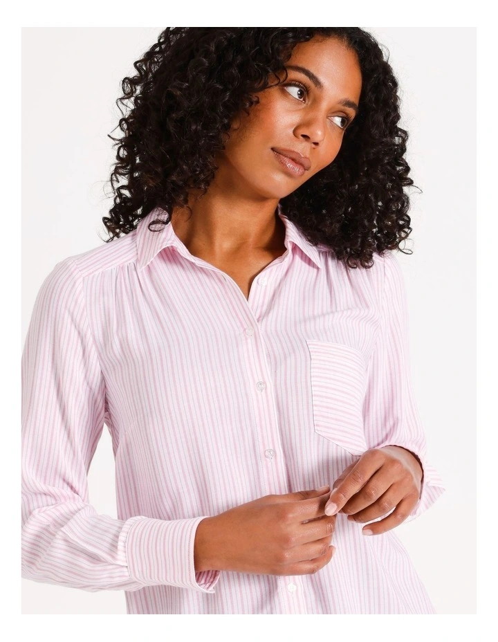 Eco Long Sleeve Stripe Shirt in Pink