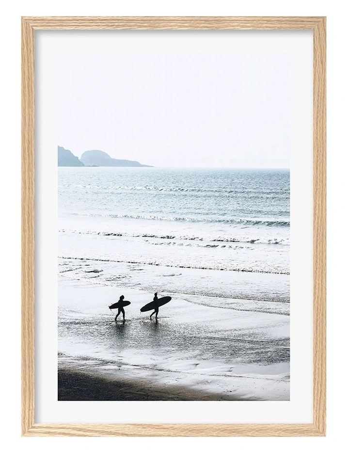 Australian Made Morning Surf Art Print A2 in Natural Frame