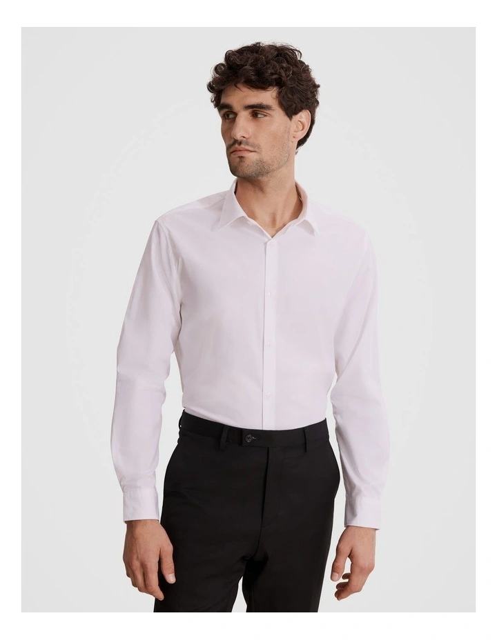 Tailored Fit Poplin Stretch Shirt in White