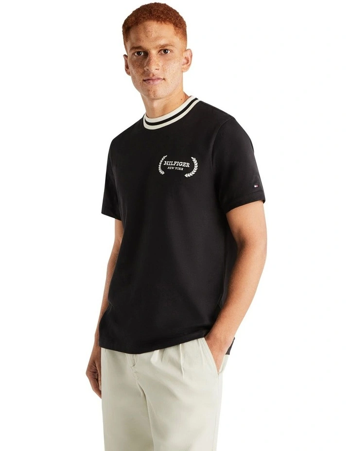 Laurel Tipped Tee in Black