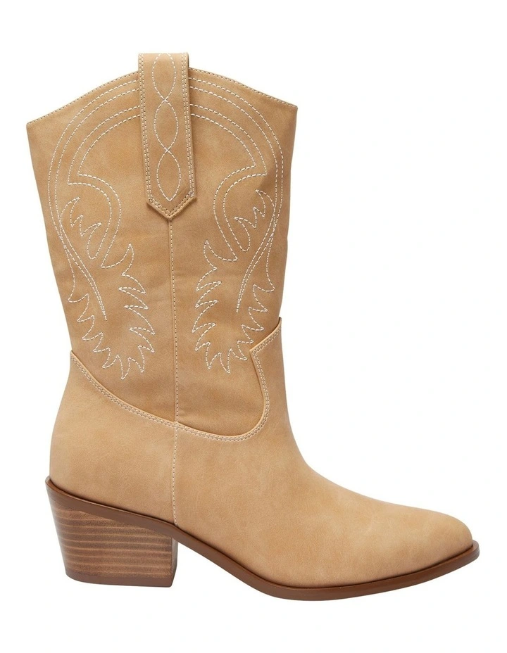 Saloon Western Boots in Camel Micro