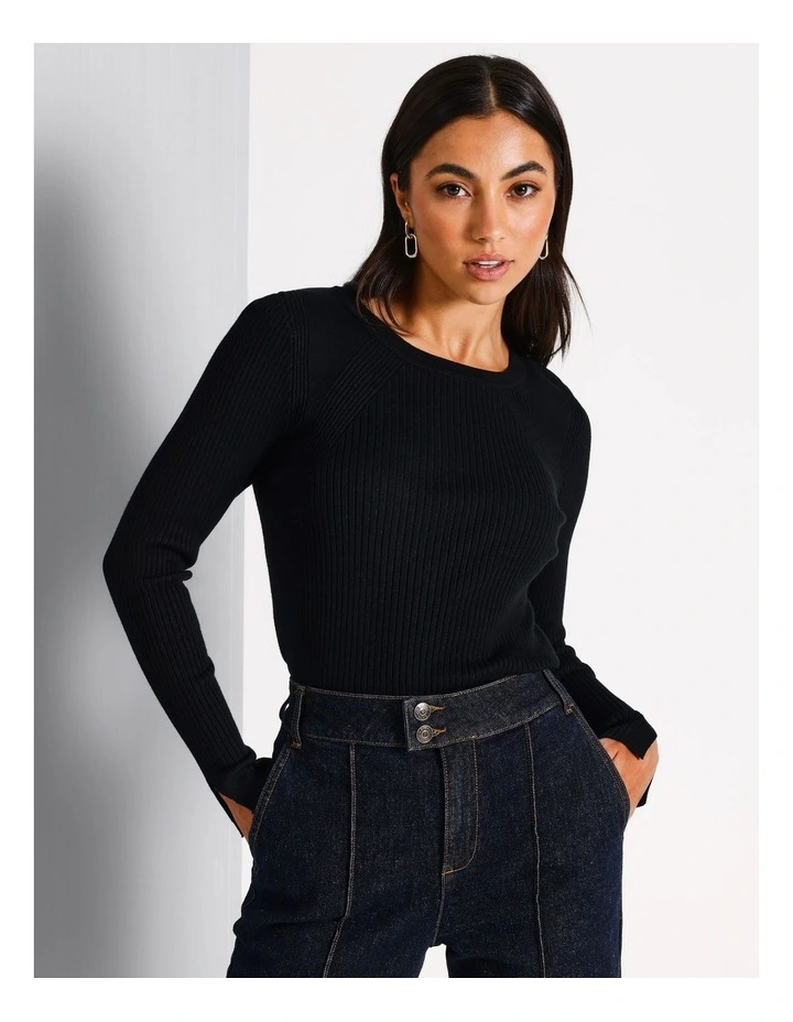 Pointelle Rib Knit in Black