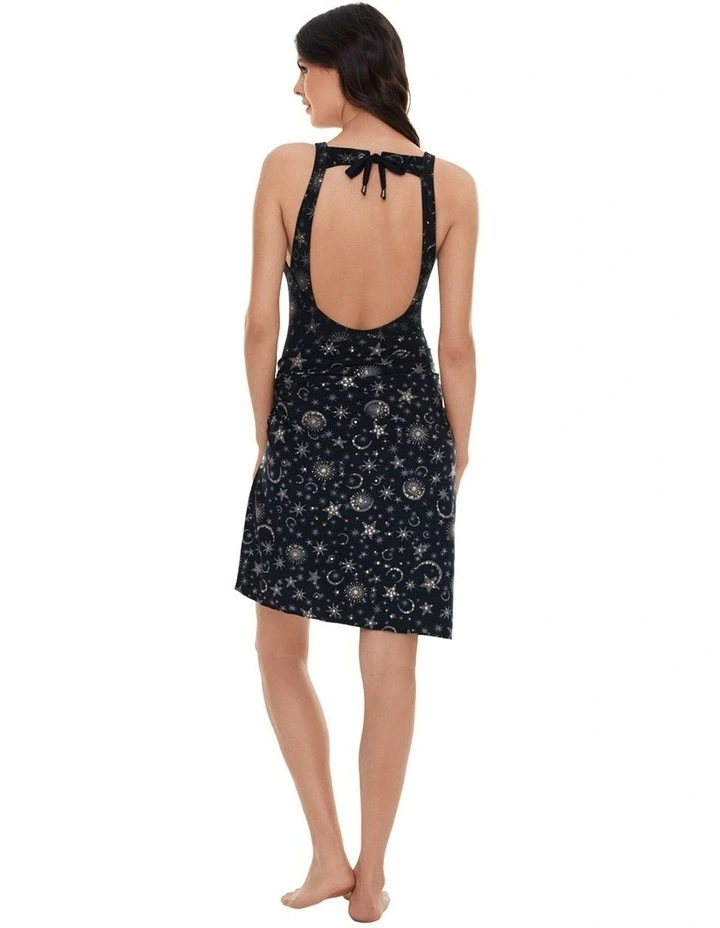 Lucky Stars Side Tie Beach Sarong in Black/Gold