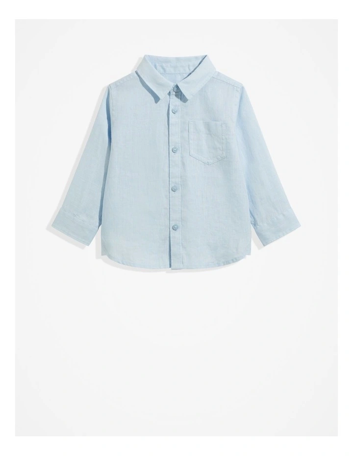Organically Grown Linen Shirt in Pale Blue