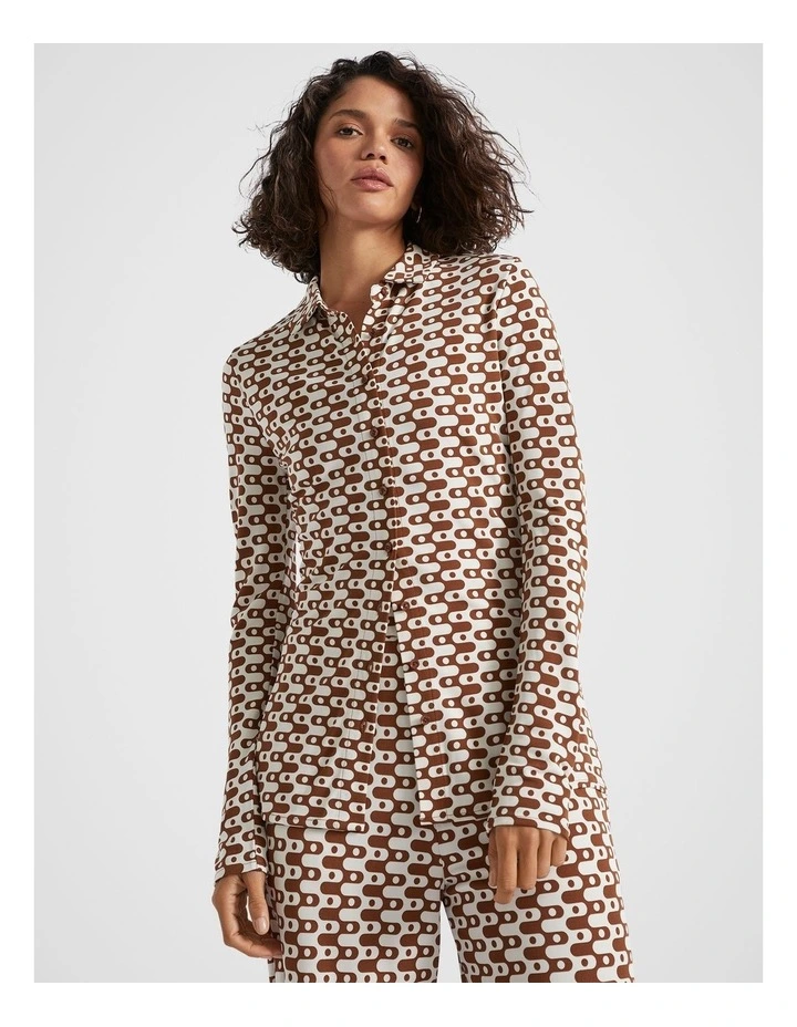 Swirl Polo Top in Spice Geo