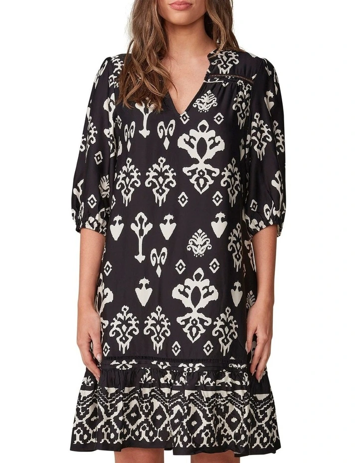 Nora Dress in Black/Cream