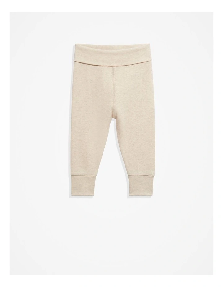 Organically Grown Cotton Fold-over Soft Pant in Oatmeal Marle