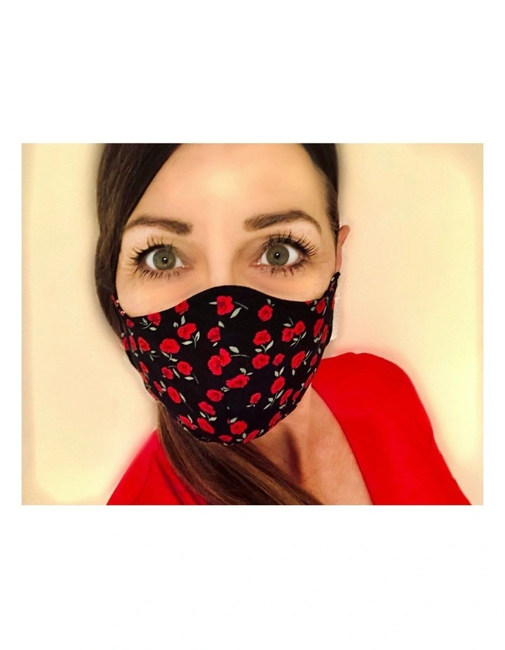 Fabric Face Mask Red Roses