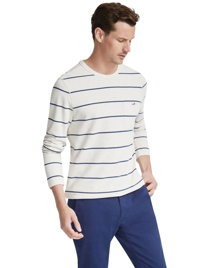 Loki Long Sleeve Striped T-shirt in Ecru