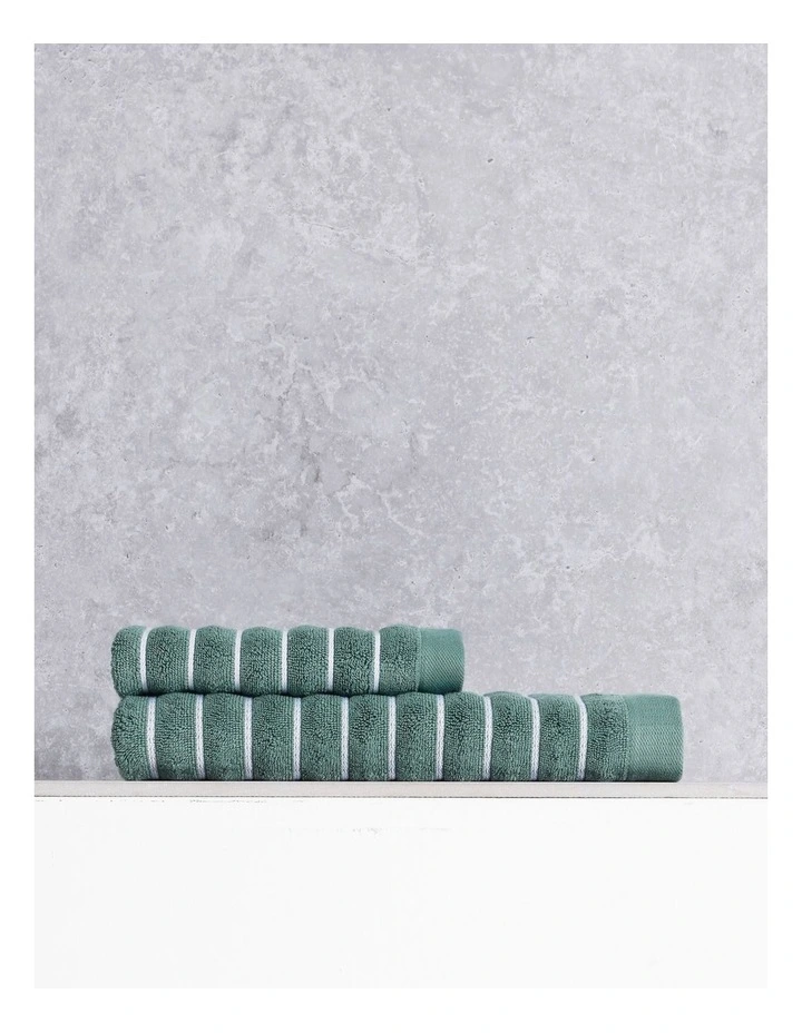 Striped Towel Range in Sea Pine