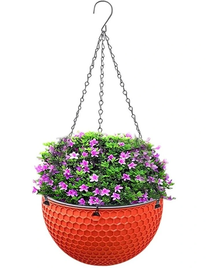 Self Watering Medium Hanging Resin Flower Pot in Red