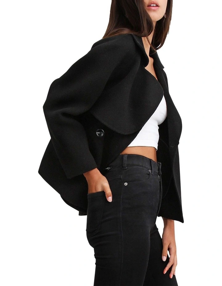I'm Yours Black Wool Blend Peacoat in Black