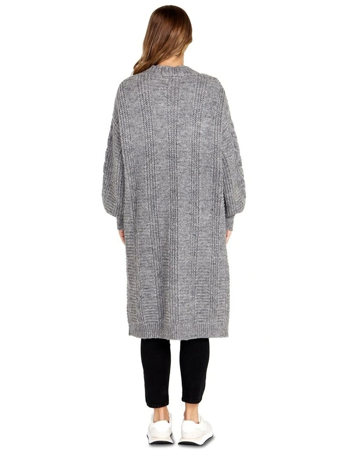 Belinda Cable Cardi in Grey Marle